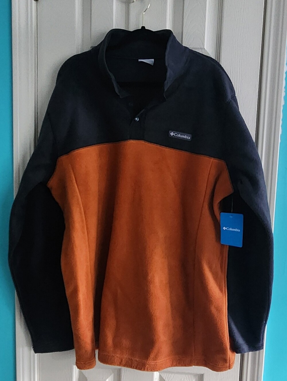 NWT Columbia Mens Steens Mountain Black & Rust Half-Snap Fleece Pullover XLT